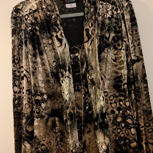 Vintage Animal Print Velvet Blouse Artex Collections - Picture 6 of 10